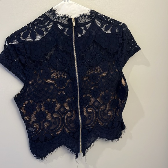Lace crop navy blue Mendicino crop top - Picture 3 of 6